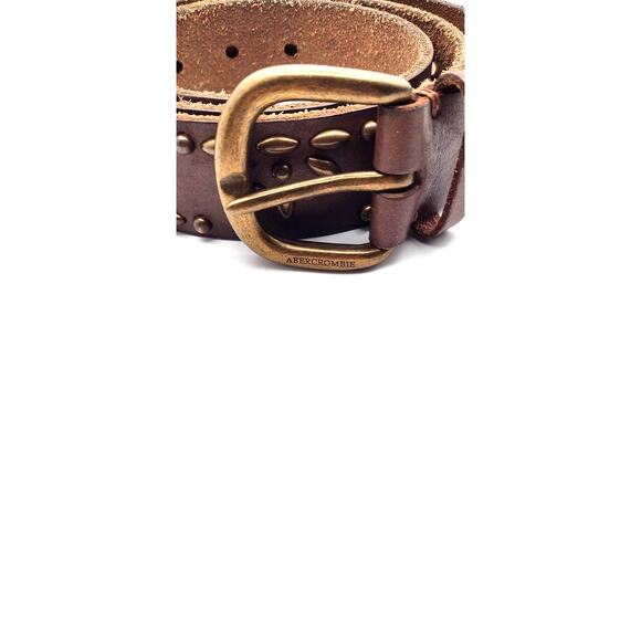 Abercrombie & Fitch Womens Vintage Brown Studded Round Buckle Leather Belt Large - Picture 7 of 9